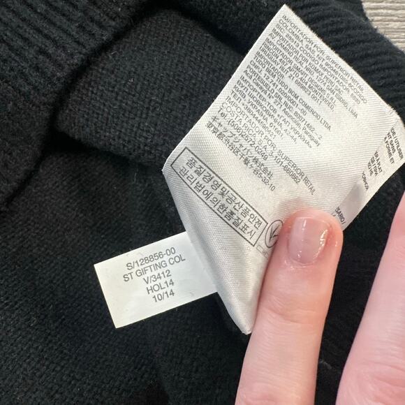 Banana Republic Black Gray 3 Tone Striped Mens L Merino Wool Blend Sweater - Picture 9 of 10